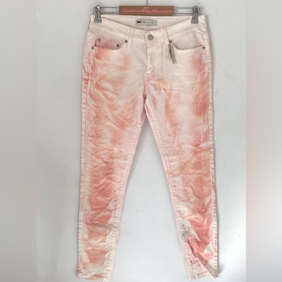 (B15) Levis Womens Jeans 535 Skinny Fit Denim coral & white Leggings, Sz 30, NWT - Picture 4 of 12